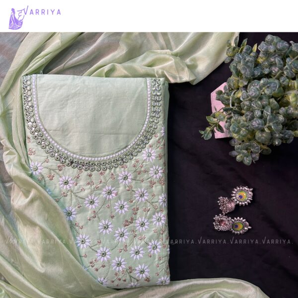 Grape Green Pure Cotton Semi-stitched Suit,